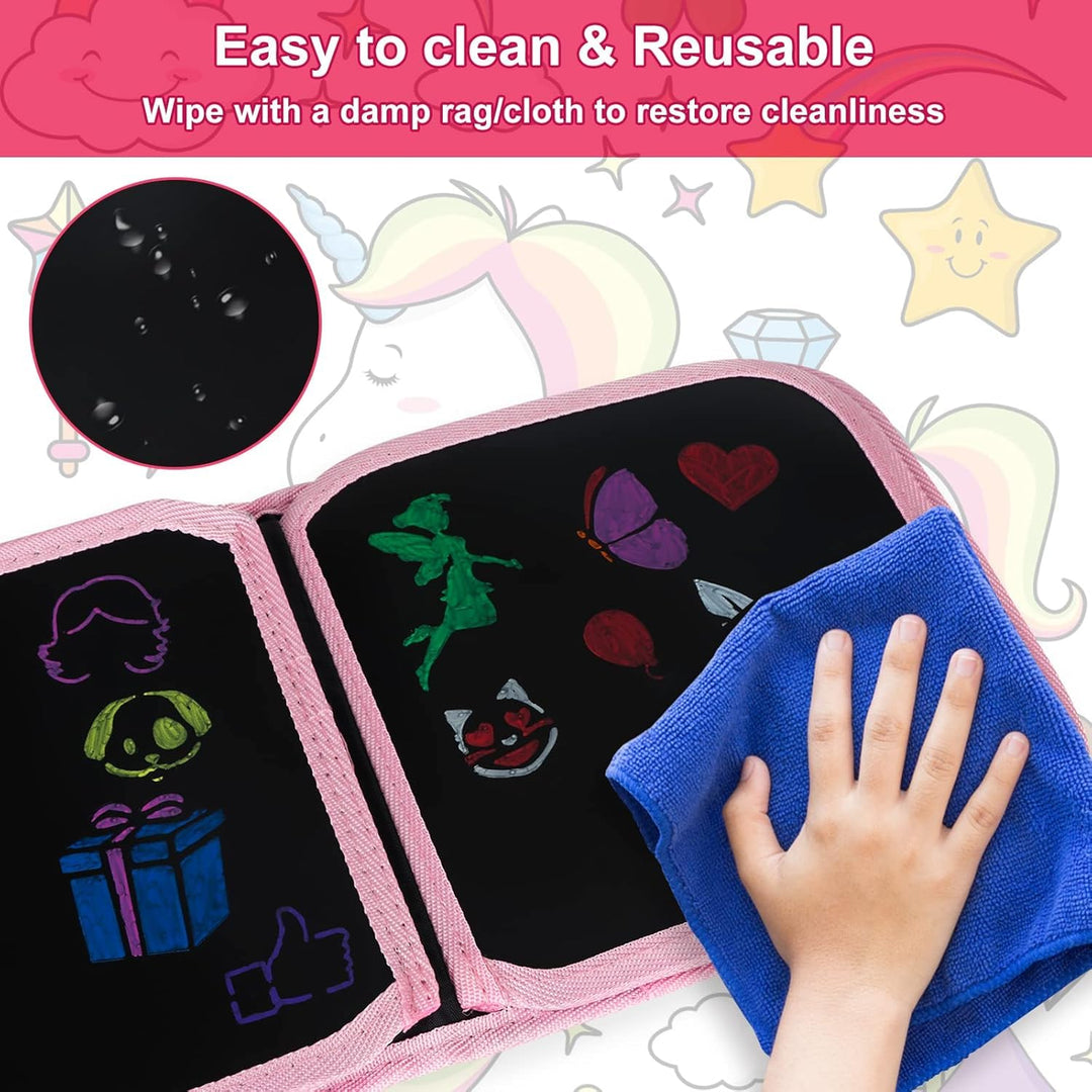 Reusable Doodle Book Set for Kids – Erasable Drawing Kit with 12 Sketch Pens - Finemoe