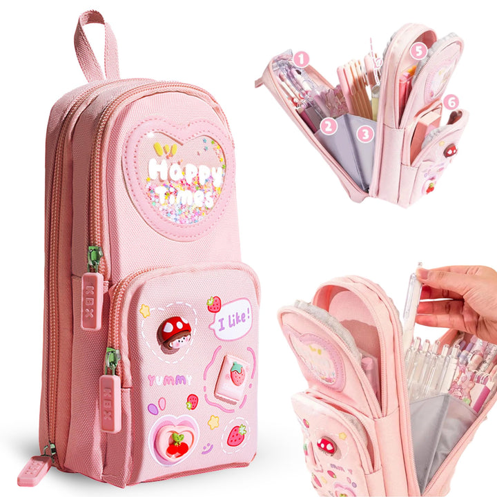 School Bag Pencil Case – Canvas Large Capacity 3 - Layer Organizer - Finemoe