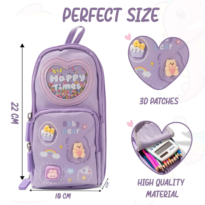 School Bag Pencil Case – Canvas Large Capacity 3 - Layer Organizer - Finemoe