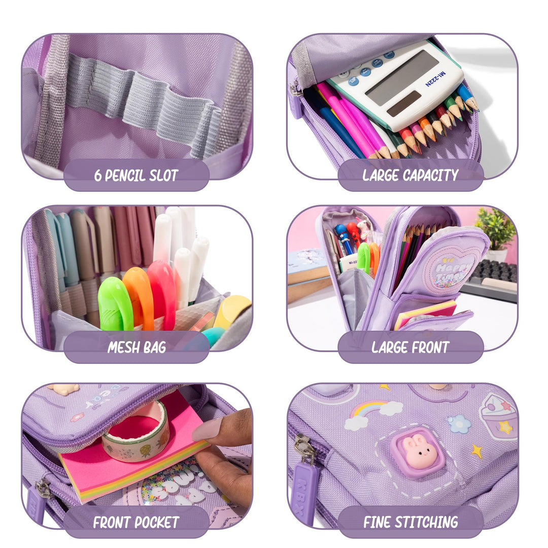 School Bag Pencil Case – Canvas Large Capacity 3 - Layer Organizer - Finemoe