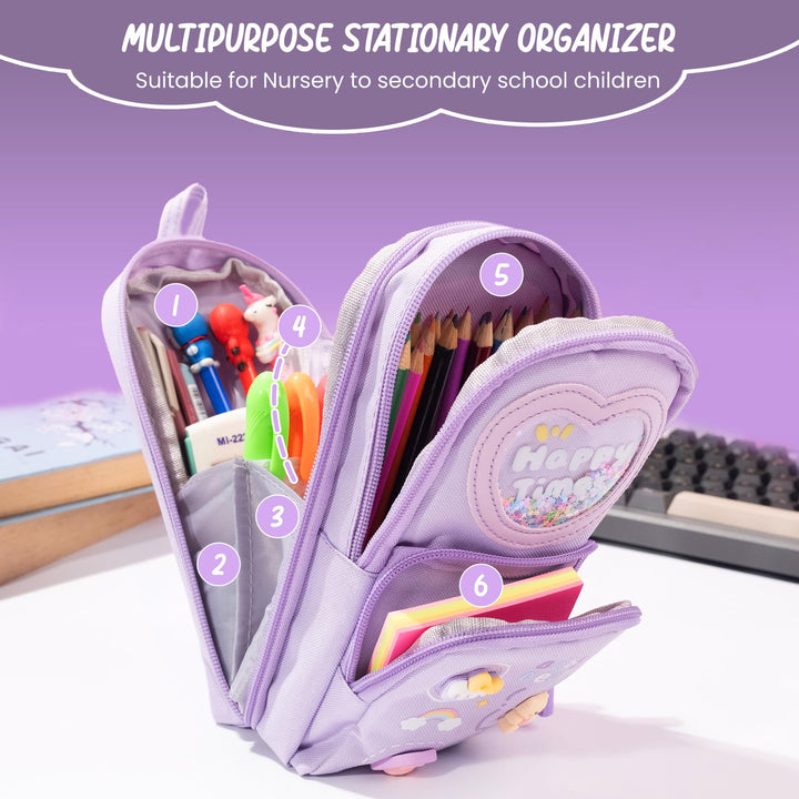 School Bag Pencil Case – Canvas Large Capacity 3 - Layer Organizer - Finemoe