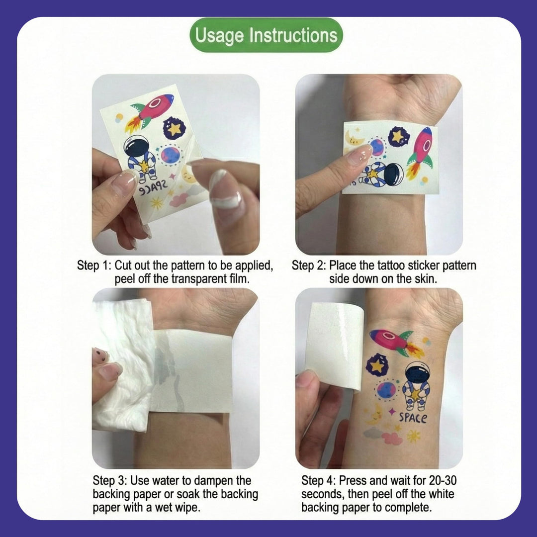 Temporary Tattoo Stickers for Kids – Waterproof Set (30 Pcs) - Finemoe