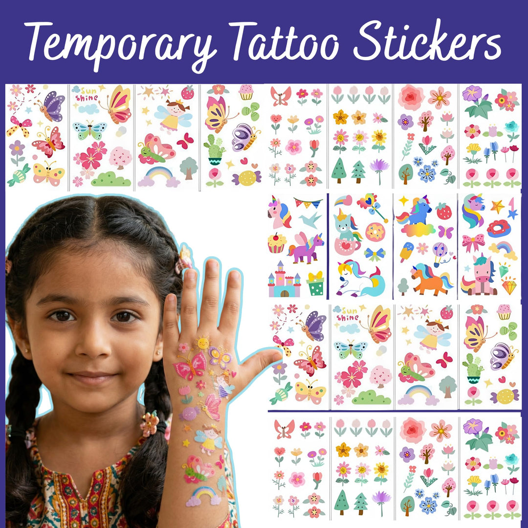 Temporary Tattoo Stickers for Kids – Waterproof Set (30 Pcs) - Finemoe