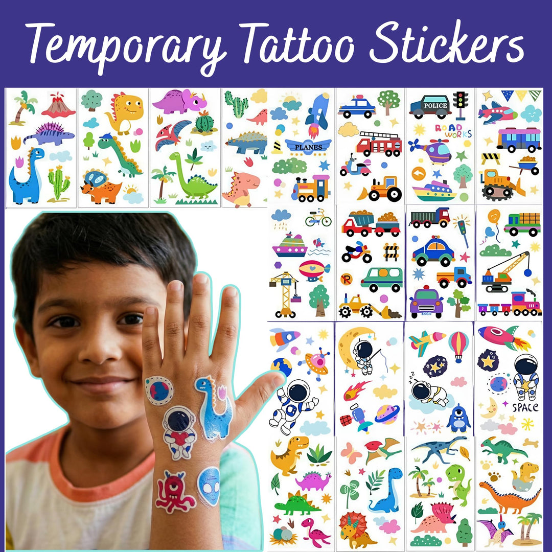 Temporary Tattoo Stickers for Kids – Waterproof Set (30 Pcs) - Finemoe