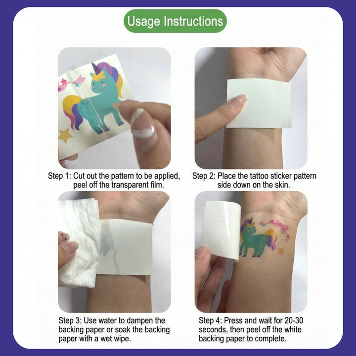 Temporary Tattoo Stickers for Kids – Waterproof Set (30 Pcs) - Finemoe