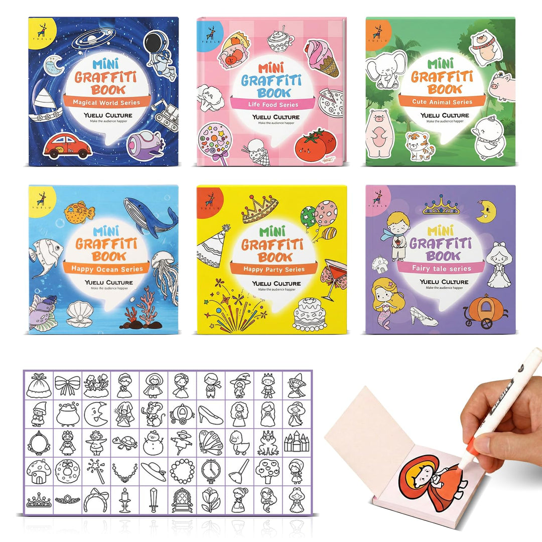 Travel Mini Coloring Books for Kids – Set of 6 or 12 - Finemoe